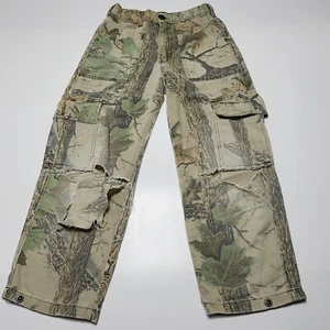 Vintage Camo Distressed Hunting Cargo Pants Youth Boys Size 7-8 Made In USA  - Picture 1 of 10