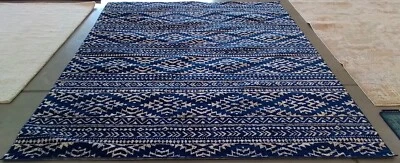 NAVY / IVORY 8'-0" x 10'-0" Pulled Thread Rug Reduced Price 1172767384 TUL272N-8 - Image 1 of 4