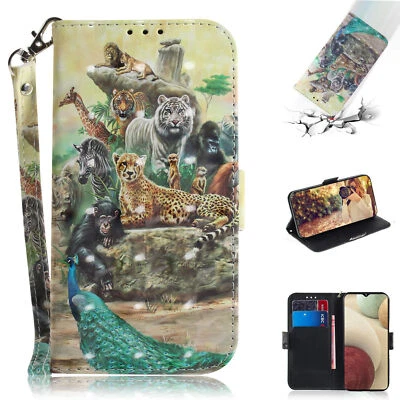 3D Zoo Animal Wallet Phone Case For OPPO A57 Realme Huawei  P50 P40 Honor 70 80 - Imagem 1 de 4