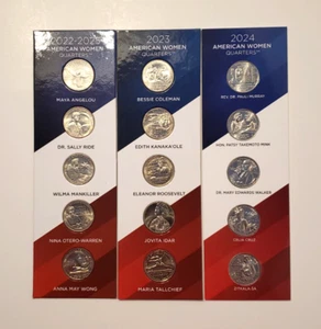 U.S. MINT AMERICAN WOMEN QUARTERS 2022-24 COLLECTOR COIN BOARDS WITH AU/BU COINS - Picture 1 of 8