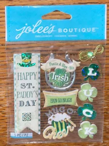 Jolees Happy St Pattys Day Patricks Luck Leprechauns 4 Leaf Clovers Irish ☘️ 3D - Picture 1 of 4