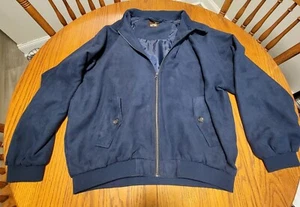 Giacca scamosciata vintage Weekendz Off chiusura zip blu uomo taglia XL anni 80-90 - Foto 1 di 5