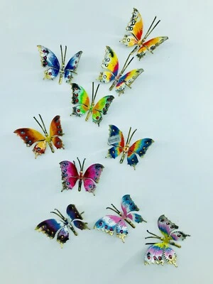 Satz Von 10 Schmetterlinge Klein Schmiedeeisen Zum Aufhängen an der Wand O Ort - Bild 1 von 2