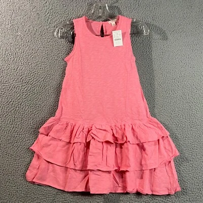 Vestido J Crew Crewcuts Niñas 11 Grande Rosa En Niveles Mini Sin Mangas Volantes Volantes Foto 1 de 4