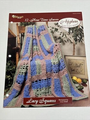 Lacy Squares 12 Hour Afghan Crochet Pattern Card Needlecraft Shop - Image 1 of 4