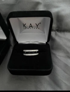 14K White Gold 1/2CTDW Diamond Insert Wedding Band Size 7.25 - Picture 1 of 8