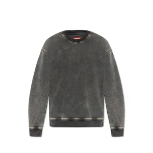 Sudadera Diesel D-Krib-Ne Para Hombre SM Gris Oscuro Lavado Pista Cuello Redondo Nueva Sin Etiquetas - Imagen 1 de 16