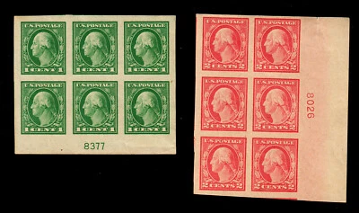 US #481/482 1-2c Washington Imperf PB6 MNH F-VF (CV $90) - Image 1 of 2