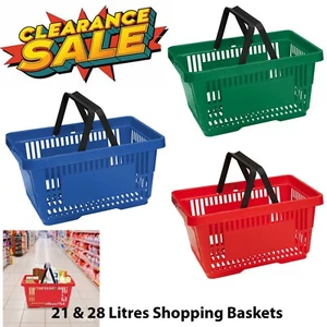 New Plastic Shopping Basket with handles Plastic Shopping Basket - 21L And 28L - Picture 1 of 6