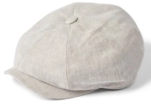 Irish Linen Newsboy Cap - Natural - Bakerboy Hat Sizes: S, M, L, XL - Failsworth - Picture 1 of 1