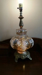 Schöne Vintage Karneval Glas Tischlampe - Bild 1 von 10