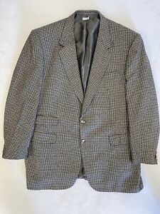 Brioni Made in Italy Houndstooth Cashmere Jacket In Black & Tan Size 48 L $6900