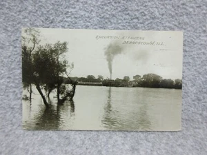 1911 EXCURSION STEAMER Ship Boat POSTCARD BEARDSTOWN Illinois - Picture 1 of 2
