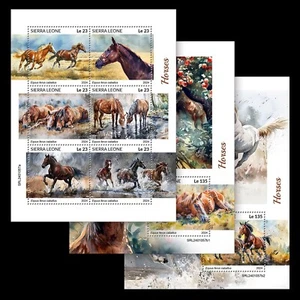 Horses MNH Stamps 2024 Sierra Leone M/S + 2 S/S - Picture 1 of 4
