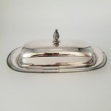 W M Rogers Silver Plate Butter Dish with Pineapple Finial