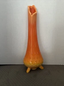 Fayette LE Smith Bittersweet Orange Swung Vase Footed 3 Toe 13” Hobnail GLOWS - Picture 1 of 15