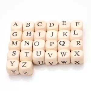 100X natürliche (A-Z)Alphabet / Buchstabenwürfel Holzperlen Zwischenperlen 10mm - Bild 1 von 7