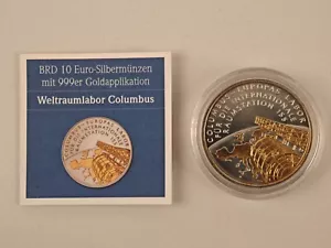Deutschland 10 Euro 2004 Silber. Weltraumlabor Columbus PP mit Gold 0,999. A10 - Bild 1 von 2