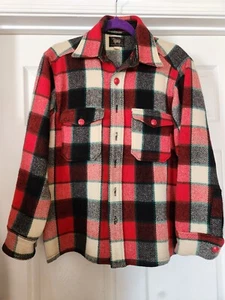 1950's Woolrich Heavy Wool Shirt Jacket Plaid Chore Barn Jacket Mens L USA - Picture 1 of 10