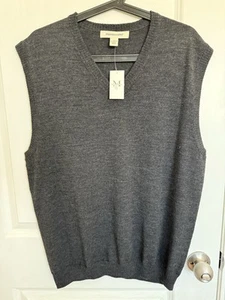 Pronto Uomo Herren V-Ausschnitt Pullover Weste dunkelgrau 100% Merinowolle Gr. M - Neu - Bild 1 von 3