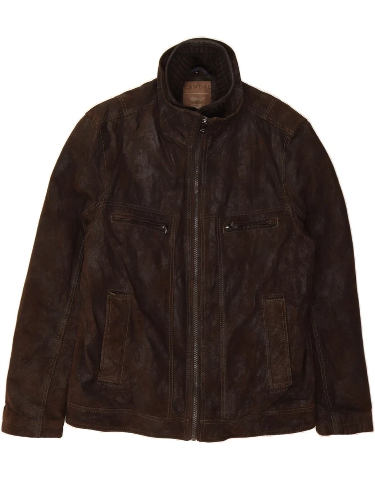 Chaqueta de cuero para hombre CANDA IT 56 3XL cuero marrón BO01 Foto 1 de 3