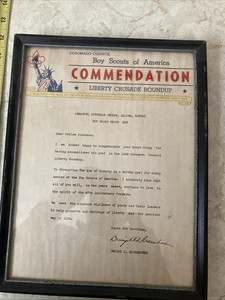 Dwight D. Eisenhower Signed Congratulations Framed Letter To Boy Scout Troop1949 - Picture 1 of 13