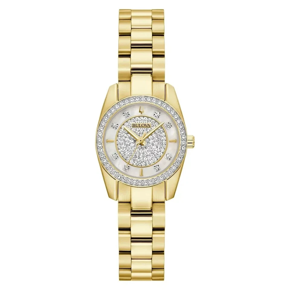 Bulova 98L315 Classic Gold Tone Stainless Steel Crystal Ladies Watch