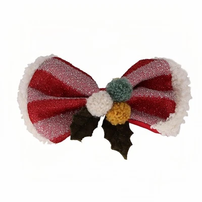 Medium Christmas Bows for Girls Women Striped Red Hair Bow Alligator Clips Cu... - Image 1 of 4