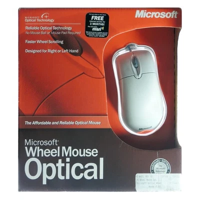 Microsoft Wheel Mouse Optical USB White Windows 10 8 7 Vista XP 98 Me - Image 1 of 2