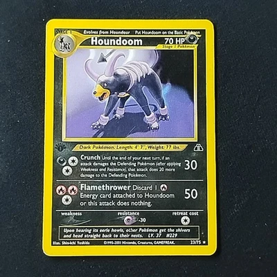 Pokémon TCG Houndoom 23/75 Neo Discovery 1st Edition Non Holo Rare LP - Image 1 of 4