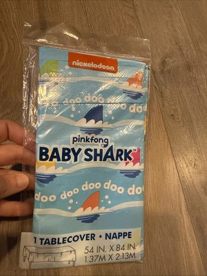 NEW! PINKFONG BABY SHARK TABLECOVER 54" X 84"  - Image 1 of 4