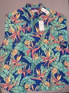Tommy Bahama 3XL XXXL Camp Hemd sand Leinen Vögel und Paradies tropisch 128 $ neu mit Etikett - Bild 1 von 6