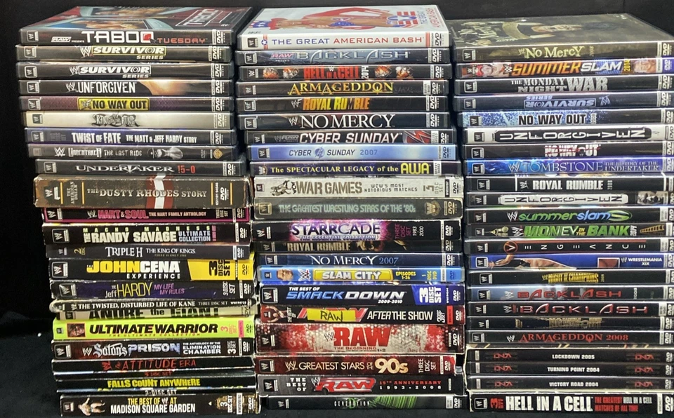 Wrestling DVDs WWE TNA WCW Raw Royal Rumble Backlash Hogan Andre Warrior (66) - Image 1 of 4
