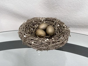 4,5" Vogelnest Eier Silber Clip auf Weihnachtsbaum Urlaub Ornament Dekor - Bild 1 von 5