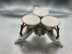 RARE! Antique Royal Worcester (Kerr & Binns) Porcelain Triple Stag's Head Vase - Picture 1 of 9