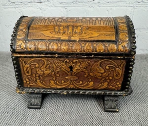 Rare Vintage Granada Leather Jewelry Treasure Chest Box, Trinket Vanity Dresser - Picture 1 of 7