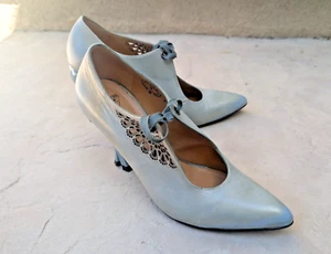Fluevog Celestial Communication Estella Shoes Light Blue Laser Etched Size 8 - Picture 1 of 12