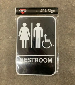 Cosco ADA Commerical Restroom Sign! 6" x 9", Black Vinyl Bathroom Braille Gender - Picture 1 of 4