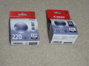 NEW Genuine Canon PGI-220BK (PGBK 220) and 210XL (PG-210XL) Black Ink Cartridges - Picture 1 of 3