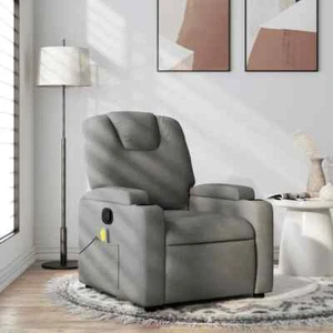 Fabric Massage Recliner Chair Lounge Single Sofa Armchair Massager TV Couch Grey - Picture 1 of 12