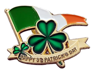 Happy St Patricks Day Emaille Pin Abzeichen Brosche Dekorationen Klee Flagge irisch - Bild 1 von 4