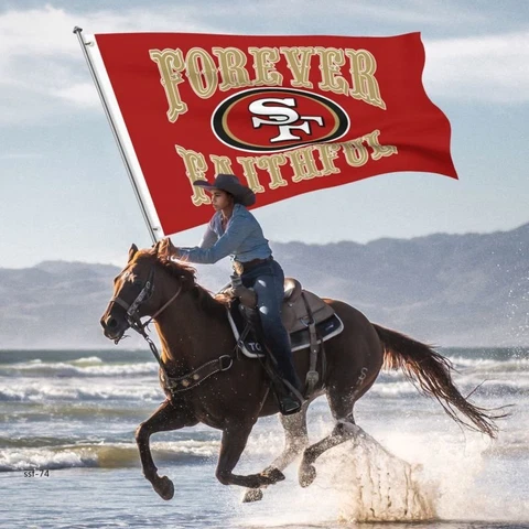 Forever Faithful San Francisco 49ers Fans Flag Banner Decorative Flags 5x8FT Cover