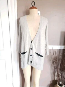 Beautiful Short Sleeve Gray 100% Cashmere Cardigan W/Pockets By Duffy! Size XS/S - Picture 1 of 6
