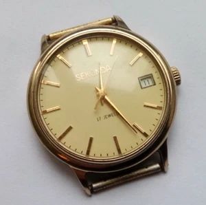 Bellissimo Orologio da Polso Vintage SECONDA Poljot Placcato Oro realizzato in URSS 1980 - Foto 1 di 9