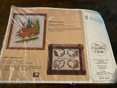 Creative Circle Doe  & Fawn Deer Cross Stitch Kit 1685 Pine Trees 12” X 14” VTG - Image 1 of 4