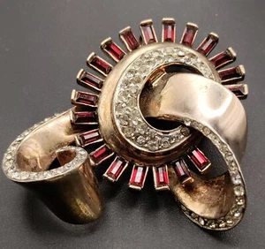 Glamour Sterling Vintage Brosche rot Baguettes 50 Gramm - Bild 1 von 6