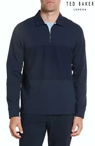 TED BAKER LONDON NWT $160 LYDNEY QUATER ZIP COLORBLOCK COTTON NAVY PULLOVER.4(L) - Picture 1 of 10