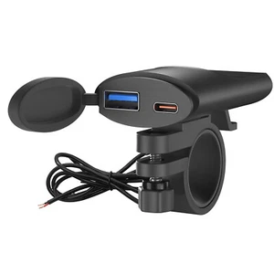 Motorcycle Handlebar USB Charger Adapter PD QC3.0 USB A + Type C Fast Charger - Picture 1 of 22