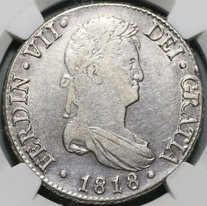 1818/28-M NGC VF 25 Spain 8 Reales Rare Date Error Coin POP 1/0 (20090302C) - Picture 1 of 6