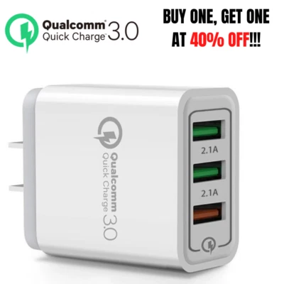 QC3.0 Fast Charge Wall Charger Plug USB Power Adapter For iPhone Android Samsung - Image 1 of 4